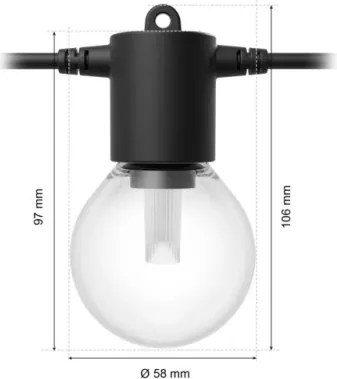 Philips Hue FESTAVIA – ghirlandă LED RGBW extensibilă, dimmabilă, pentru exterior, 20 LED, 14 m, IP65