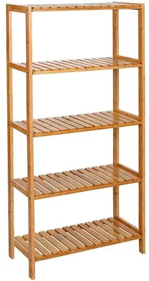 Raft depozitare, Songmics, bambus, 5 polite, natur, 10 kg, 60x26x130cm