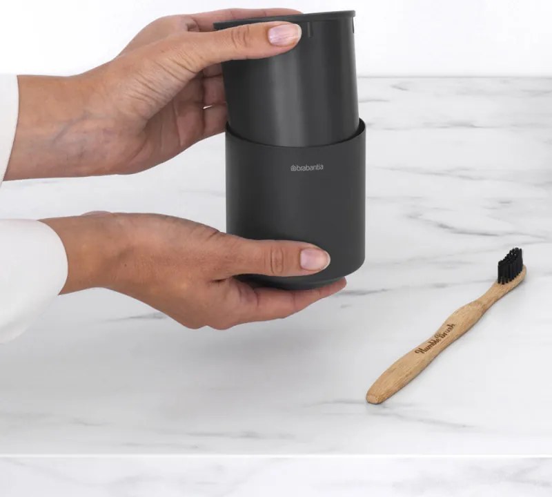 Suport periute de dinti Brabantia MindSet 1005684, Curatare usoara, Deschidere larga, Acoperire minerala, Gri inchis