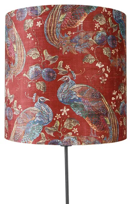 Lampă de podea cu abajur negru cu design de păun roșu 40 cm - Parte