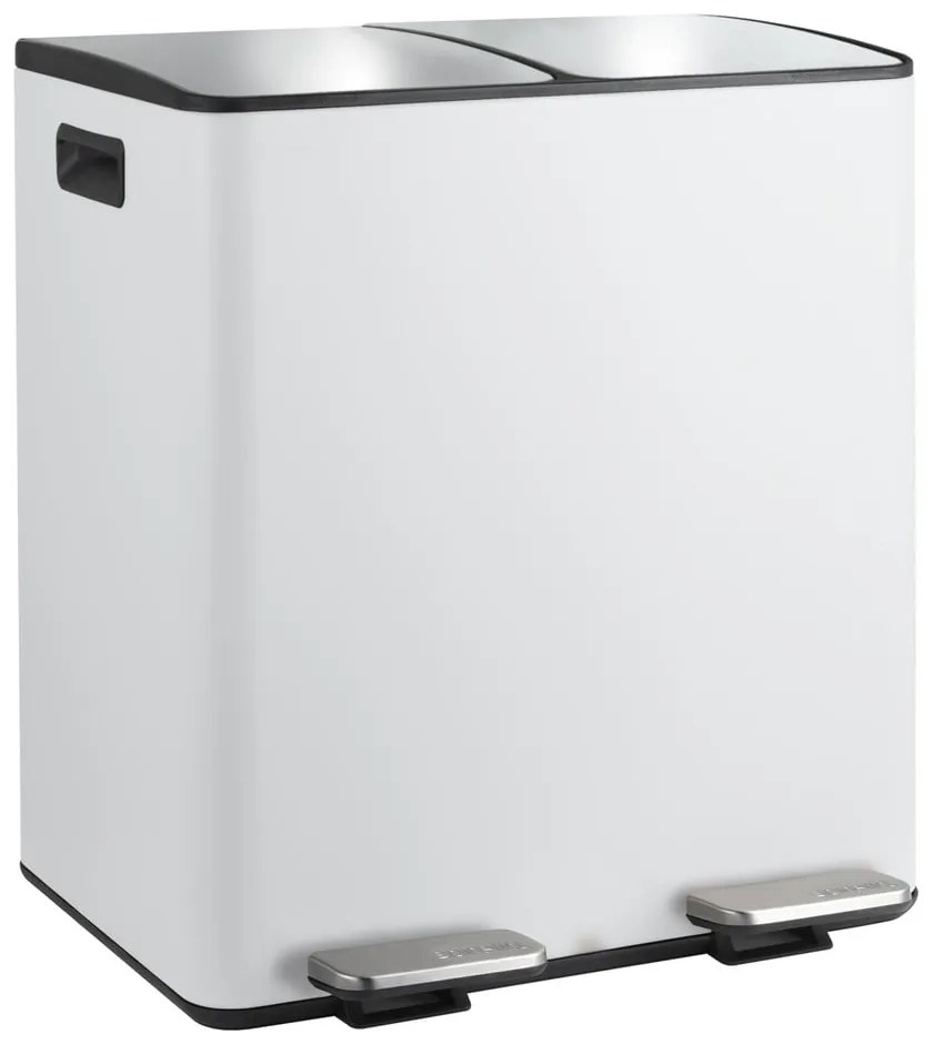 Coș de gunoi alb mat pentru reciclare/cu pedală 2x20 l din oțel Aliya – Spirella