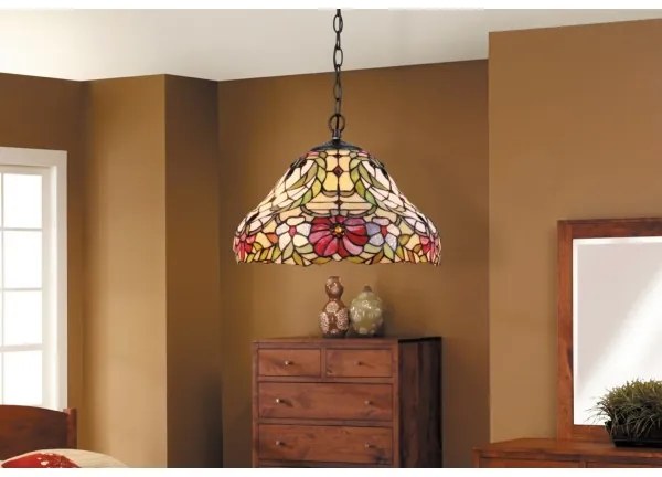 Lustră cu abajur din sticlă vitrată Tiffany MARVEL 2xE27/60W/230V Rabalux 8086