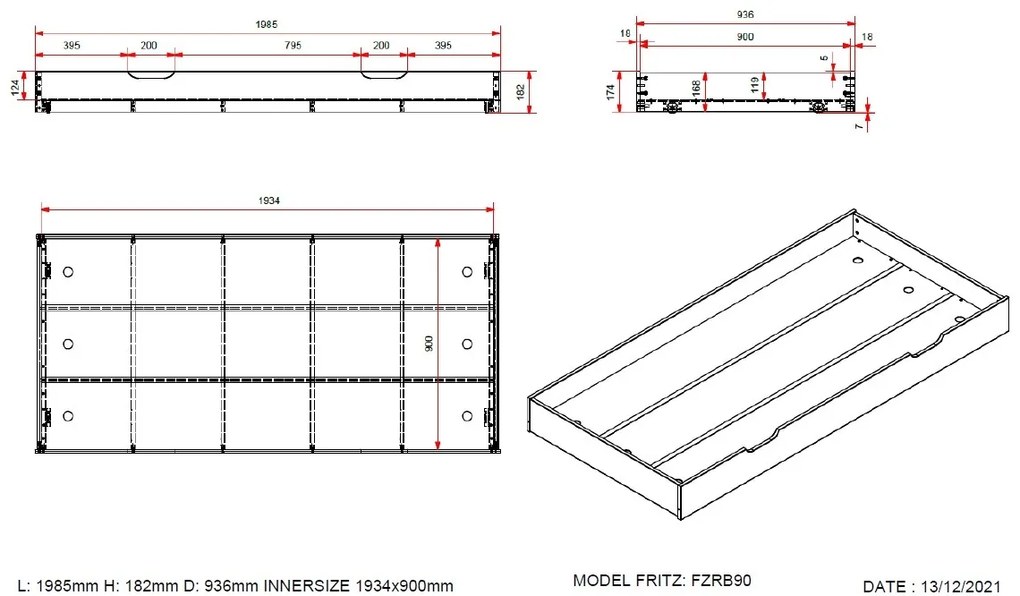 Set FRITZ format dintr-un Pat copii (90x200) și un sertar.