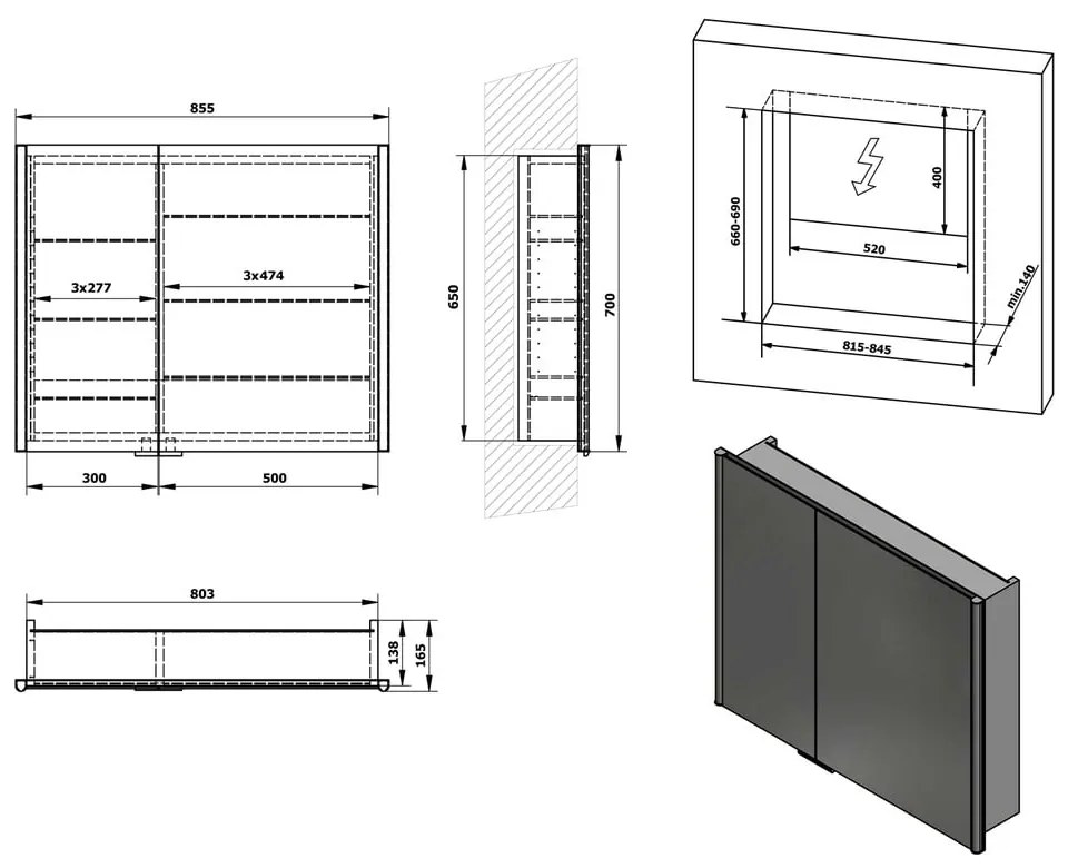 Dulap de baie gri 85,5x70 cm Integra – Sapho