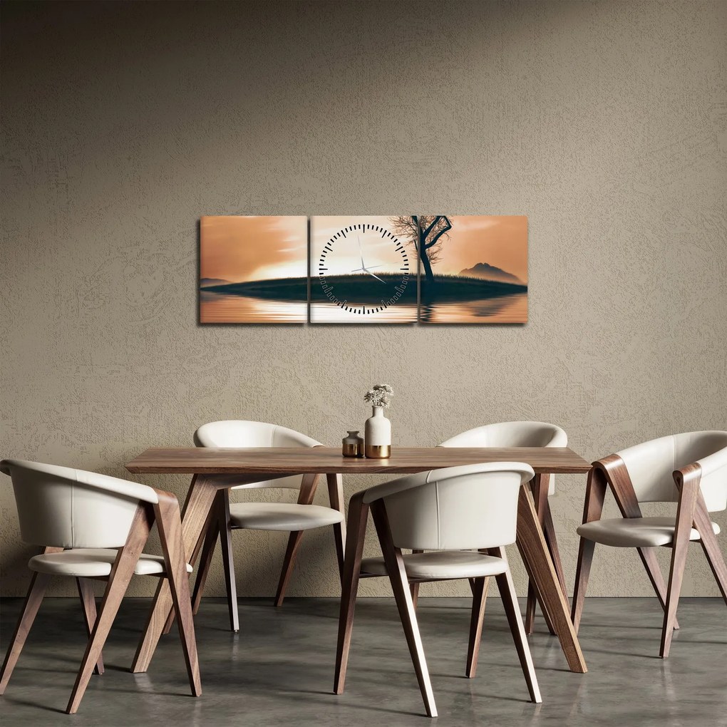 Tablou - Copaci pe insulă (cu ceas) (90x30 cm)