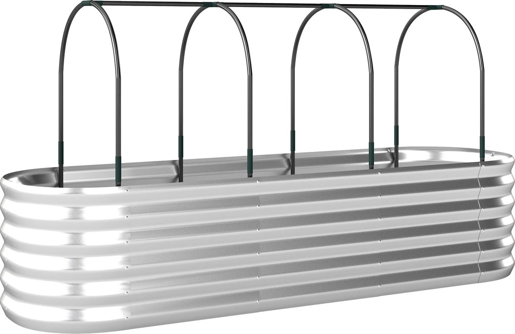 Outsunny Jardinieră Exterioară Mare cuHusă de Seră și Plasă Fund Deschis pentru Patio Terasă 200x60x103 cm Argintiu | Aosom Romania