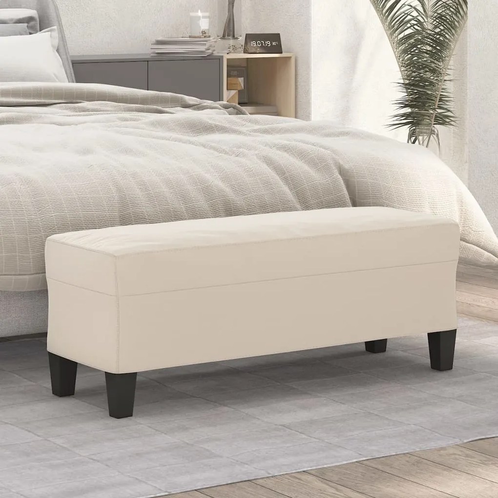 349469 vidaXL Bancă, crem, 100x35x41 cm, țesătură microfibră