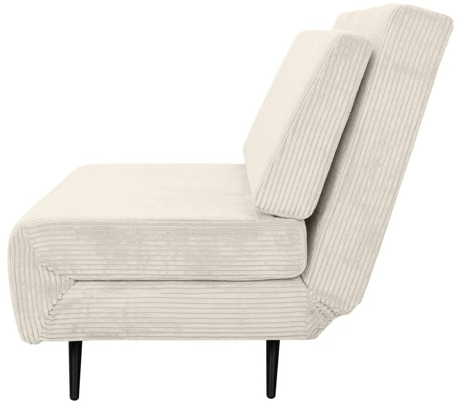 Canapea crem extensibilă cu tapițerie din catifea reiată 140 cm Mallory – Støraa