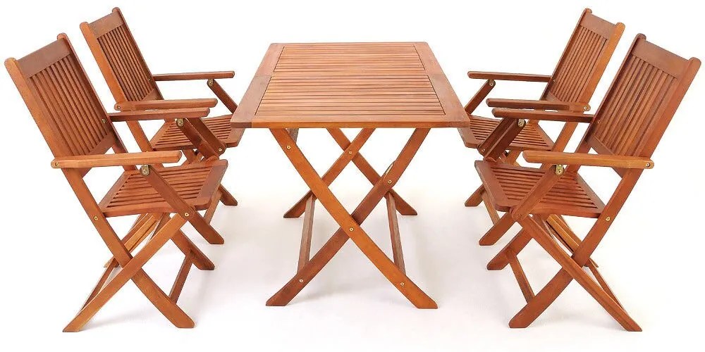 Casaria Set de mobilier SYDNEY, 5 piese, lemn natural