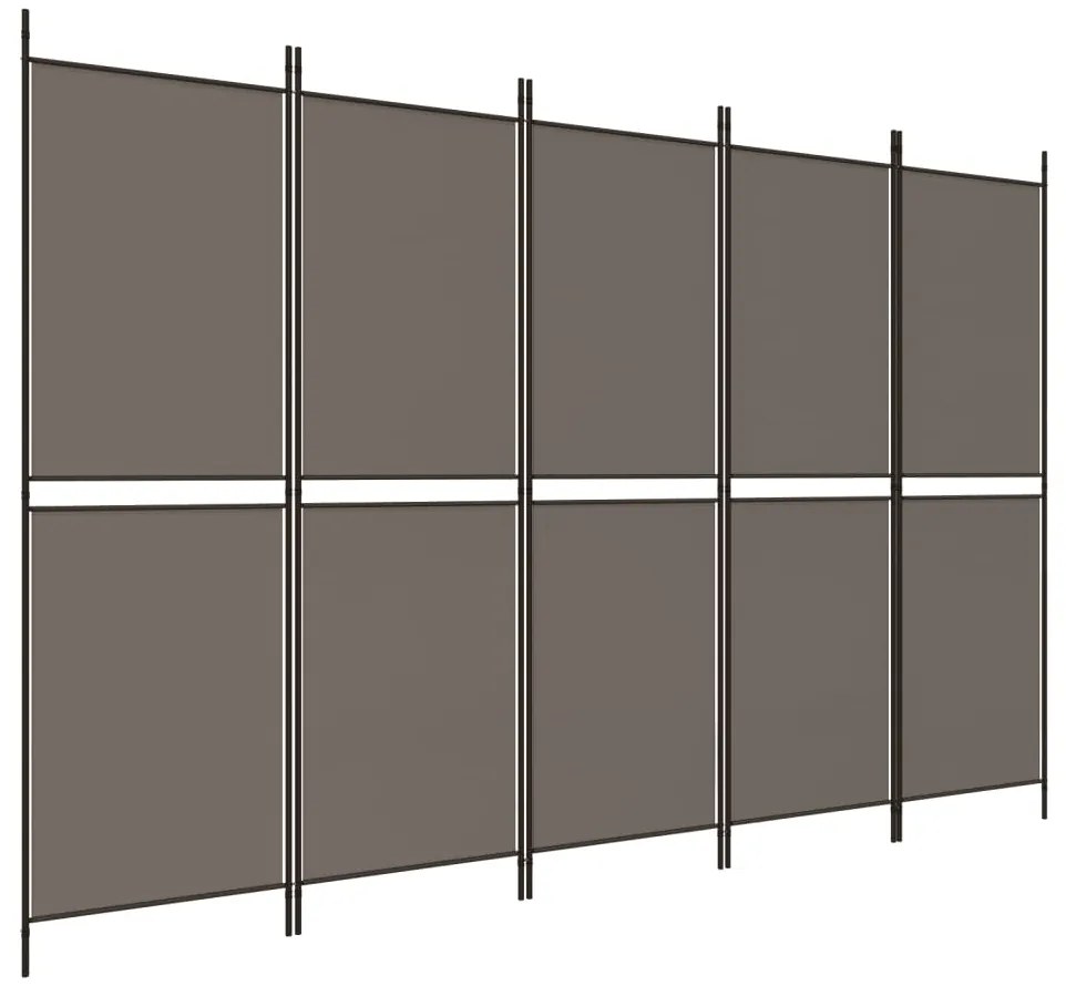 350236 vidaXL Paravan de cameră cu 4 panouri, antracit, 250x200 cm, textil