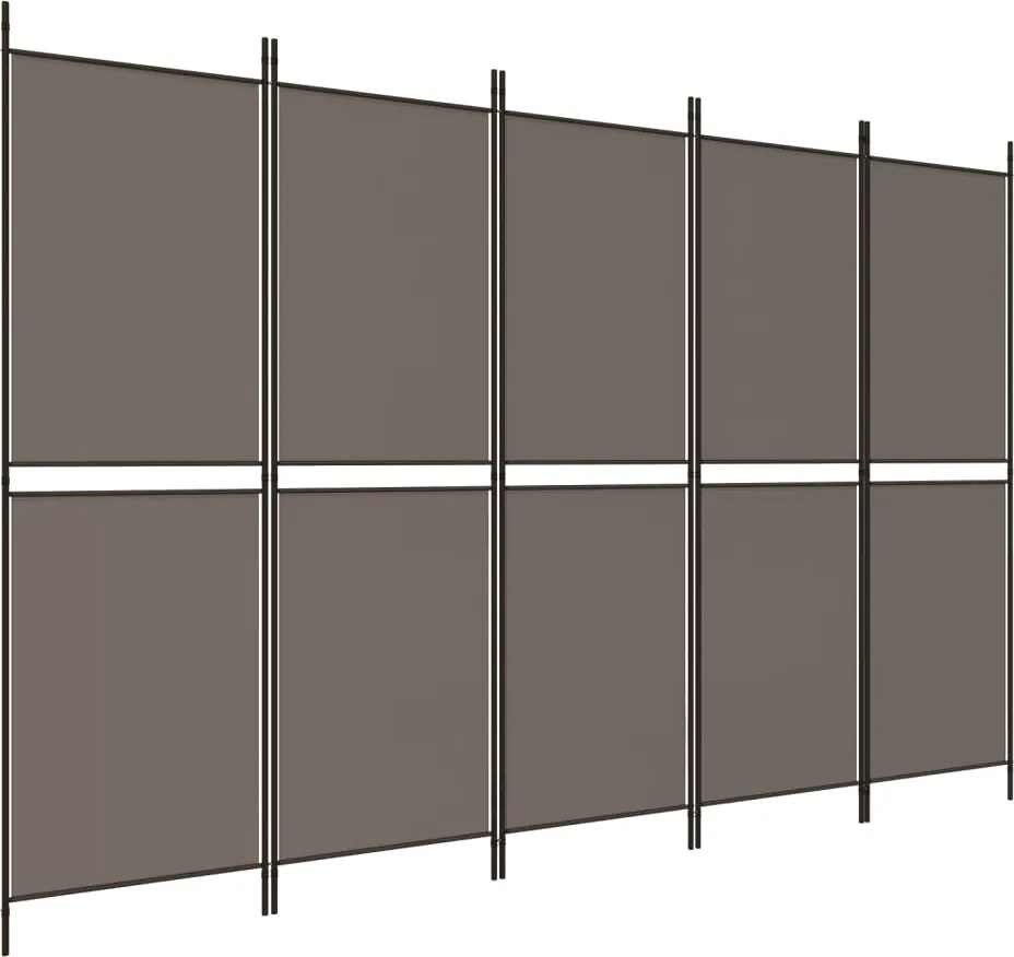 vidaXL Paravan de cameră cu 4 panouri, antracit, 250x200 cm, textil