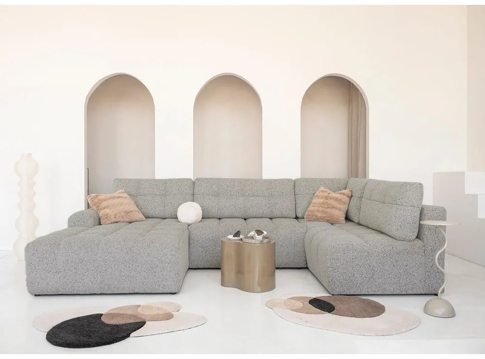 Colțar modular maro deschis extensibil/cu spațiu de depozitare (cu colț pe partea dreaptă) Lulu – Miuform