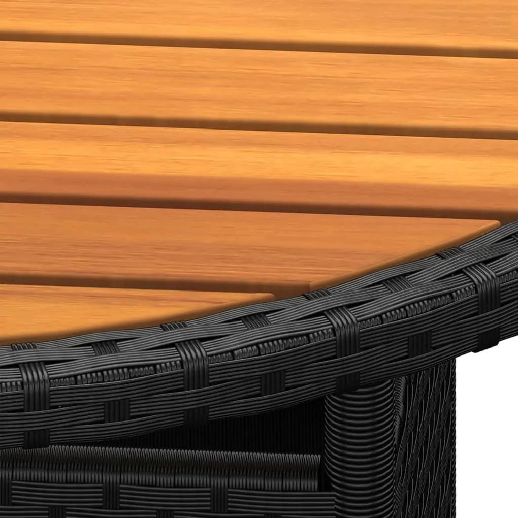 Masa de gradina, negru, O80x75cm, lemn de acacia poliratan 1, Negru