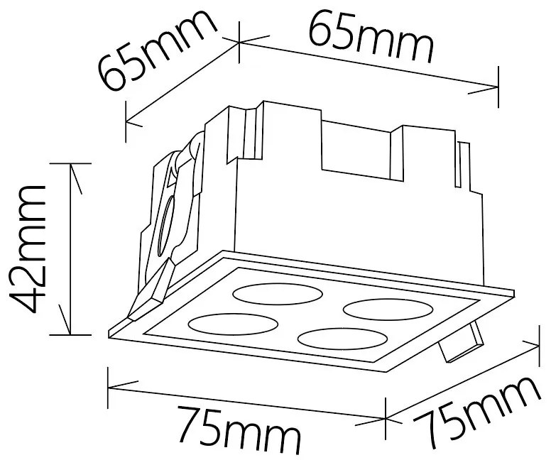 Corp incastrabil cu 4 spoturi LED BLAU alb