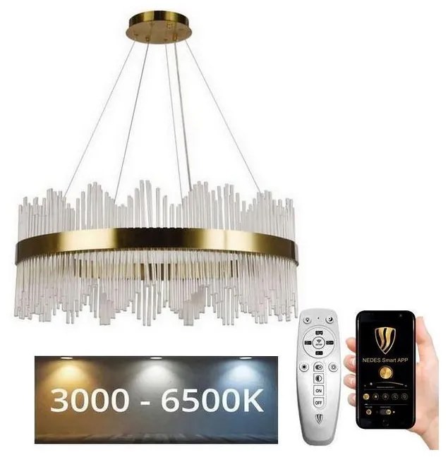 Lustră LED dimabilă pe cablu LED/110W/230V 3000-6500K auriu + telecomandă