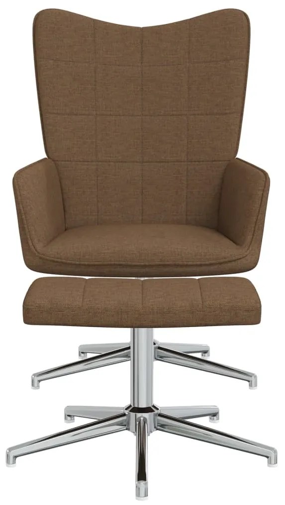 327999 vidaXL Scaun de relaxare cu taburet, maro, textil