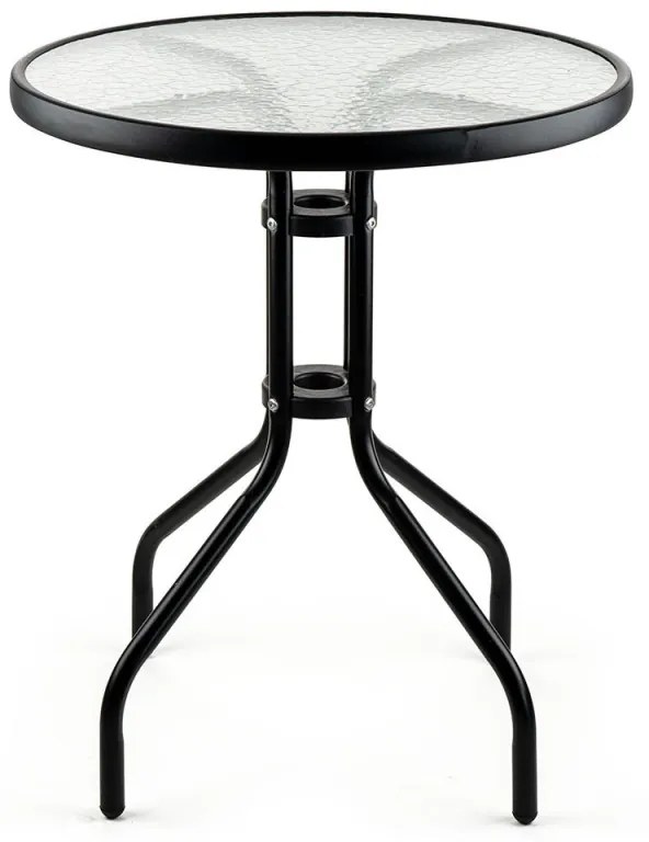 Masa metalica cu blat de sticla Muhler 999465, 60x74 cm, Metal hoop, Negru