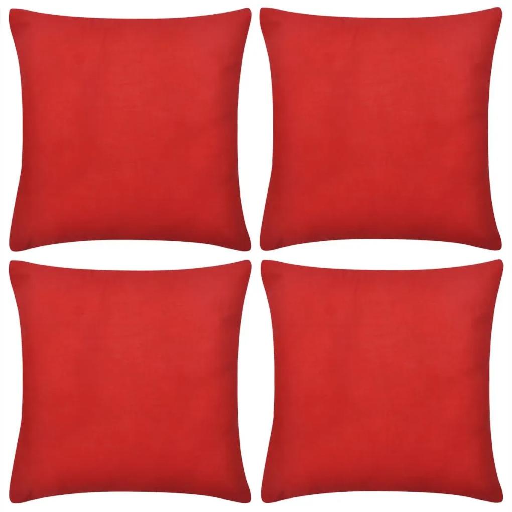 vidaXL Huse de pernă din bumbac, 80 x 80 cm, roșu, 4 buc.