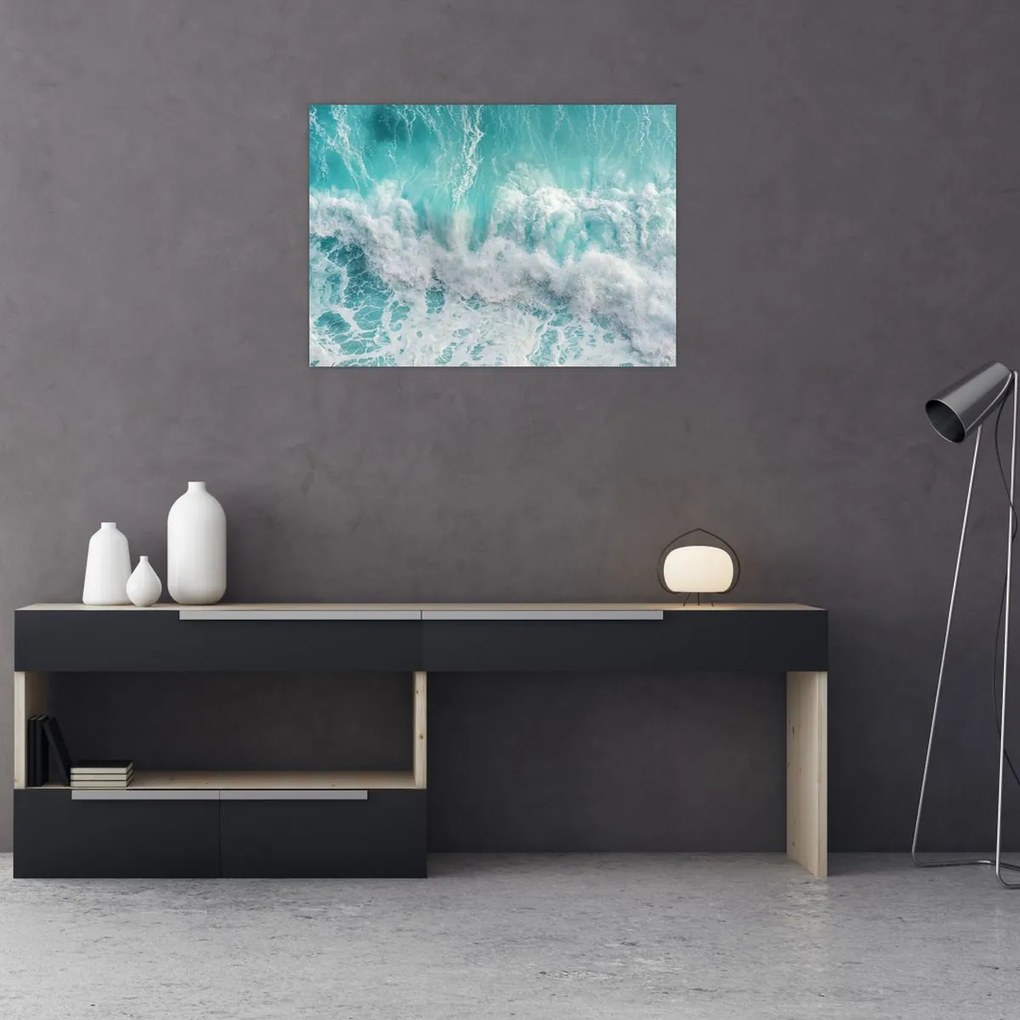 Tablou pe sticlă - Vedere a valurilor oceanului (70x50 cm)