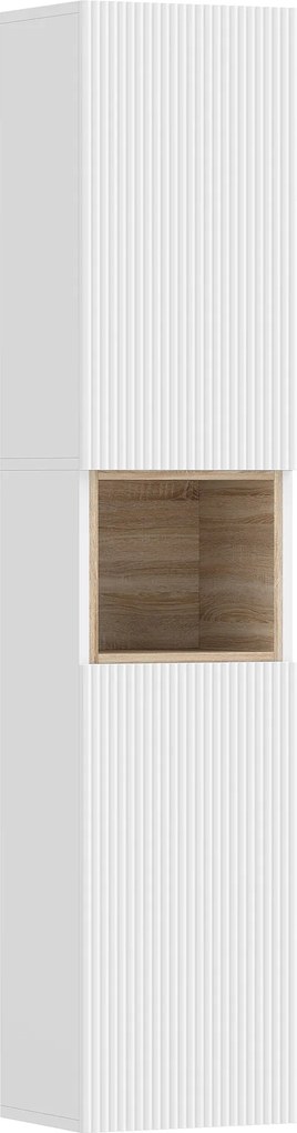 HOMCOM Mobilier de Baie cu 2 Uși, Rafturi Reglabile și Spațiu Deschis, Lemn, 30x24x140 cm, Alb | Aosom Romania