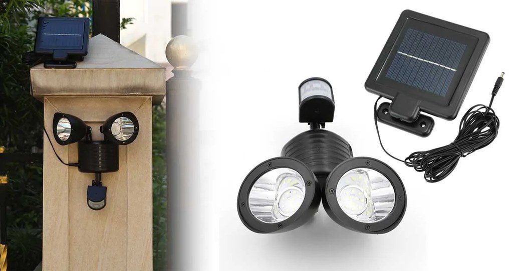 Lampa solara dubla cu senzor de miscare