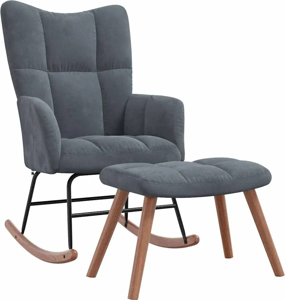 vidaXL Fotoliu balansoar cu taburet 2 pcs Gri închis Catifea