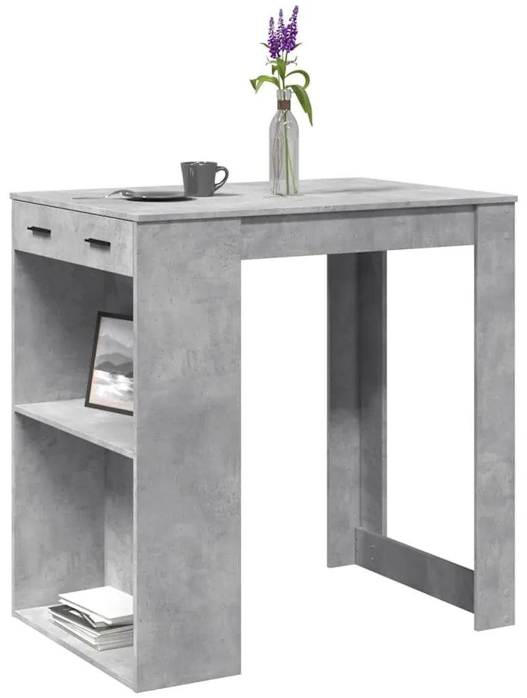vidaXL Masă de bar, gri beton, 102x70x103,5 cm, lemn prelucrat