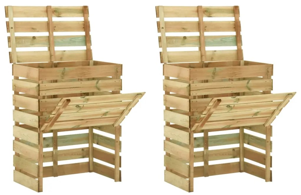 vidaXL Compostor grădină din șipci 2 buc. 80x50x100 cm lemn pin tratat