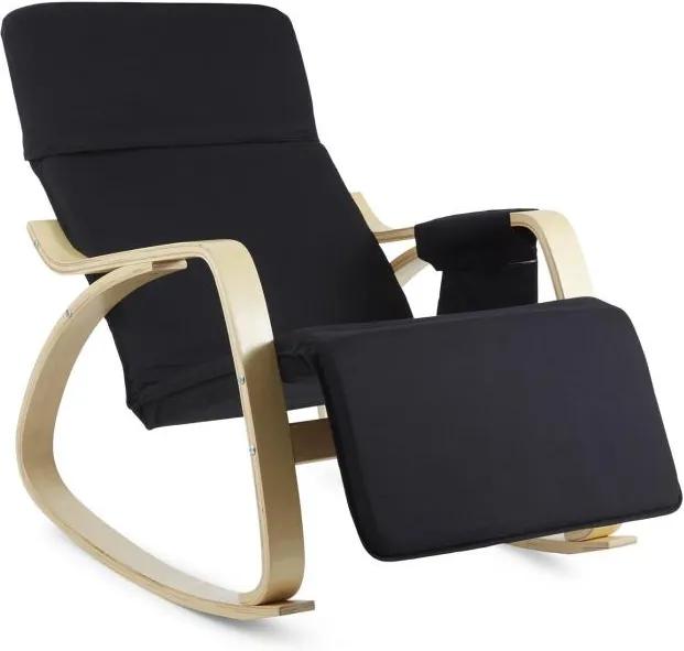 OneConcept Beutlin, scaun balansoar 68X90X97 CM (LxÎxA), mesteacăn, lemn, negru