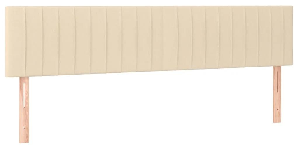 Pat box spring cu saltea, crem, 200x200 cm, textil Crem, 200 x 200 cm, Benzi verticale