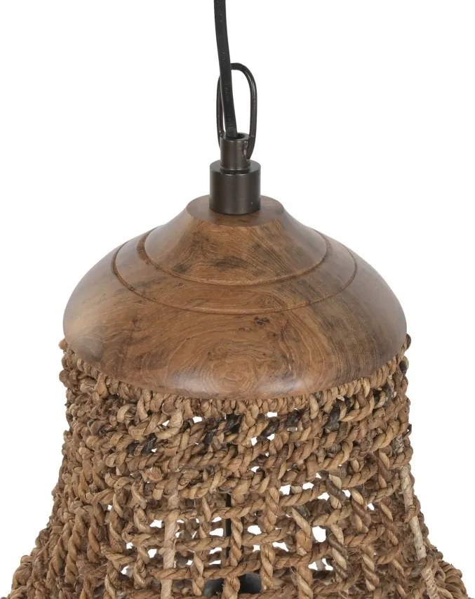 Lustră suspendată din fibre naturale împletite manual, natur, 55 x 75 cm, „Péronne”