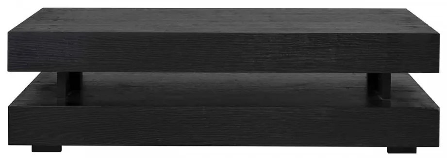 Masuta de cafea dreptunghiulara din stejar cu spatiu de depozitare Oakura 43x150x80 cm neagra
