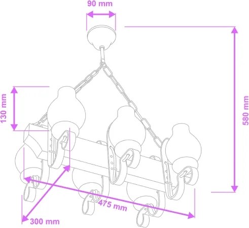 Lustră pe lanț Brilagi QUEEN 6xE14/40W/230V fag/nuc
