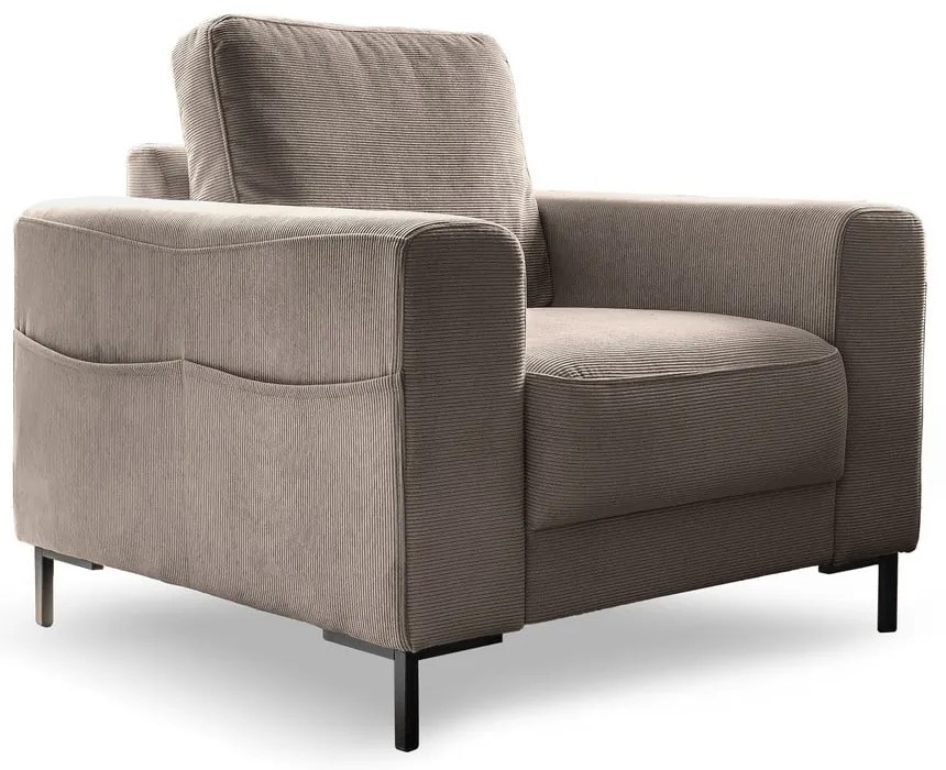 Fotoliu maro cu tapițerie din catifea reiată Lofty Lilly – Miuform