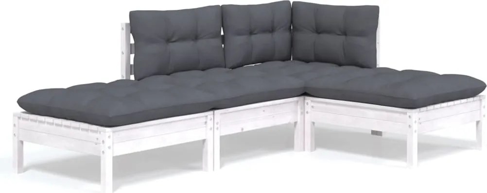 vidaXL Set mobilier grădină cu perne, 4 piese, lemn masiv de pin