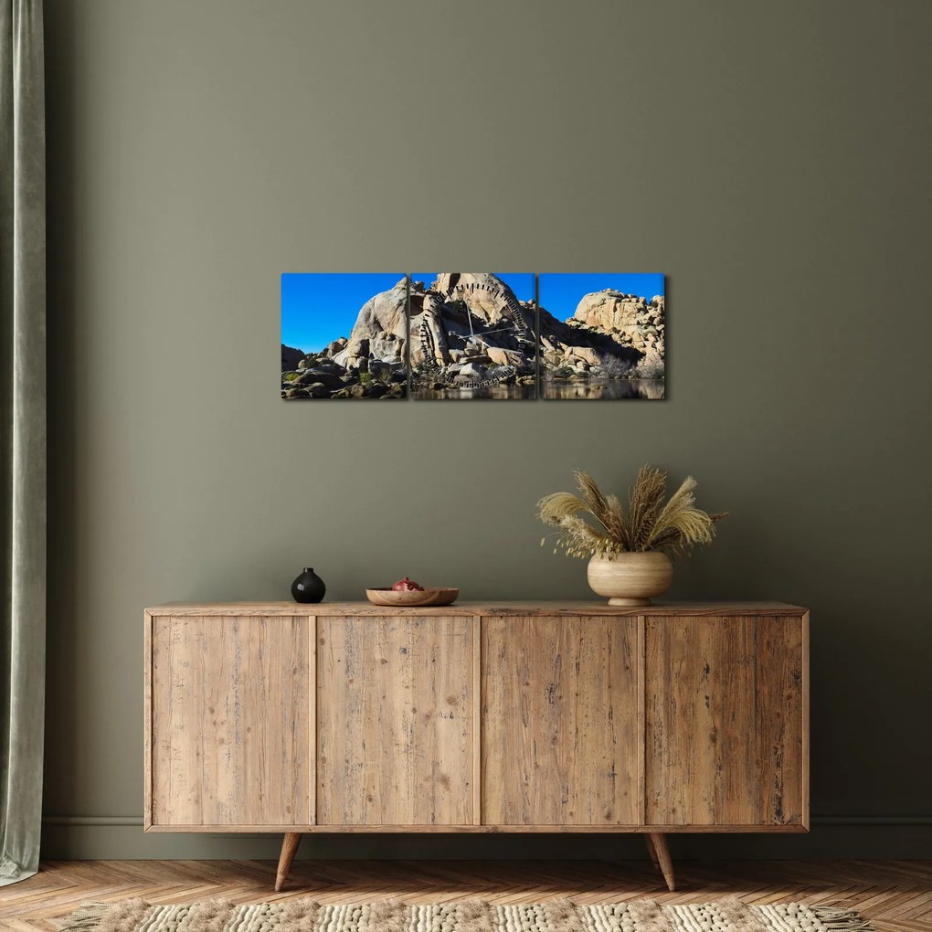 Tablou oglinzirea pietrelor (cu ceas) (90x30 cm)