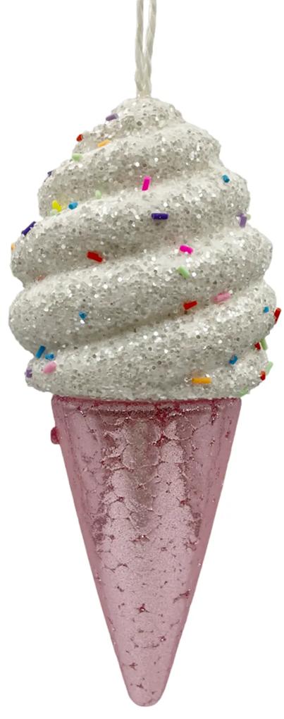 Glob de Craciun Ice Cream 19cm, Roz