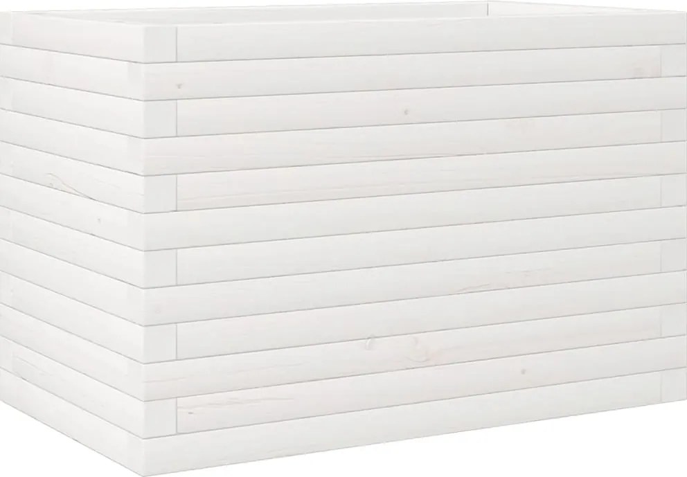vidaXL Jardinieră de grădină, alb, 70x40x45,5 cm, lemn masiv de pin