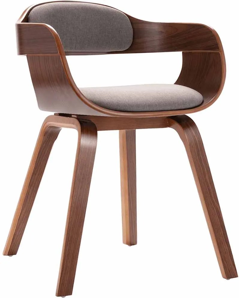 vidaXL Scaun de bucătărie, gri taupe, lemn curbat & țesătură