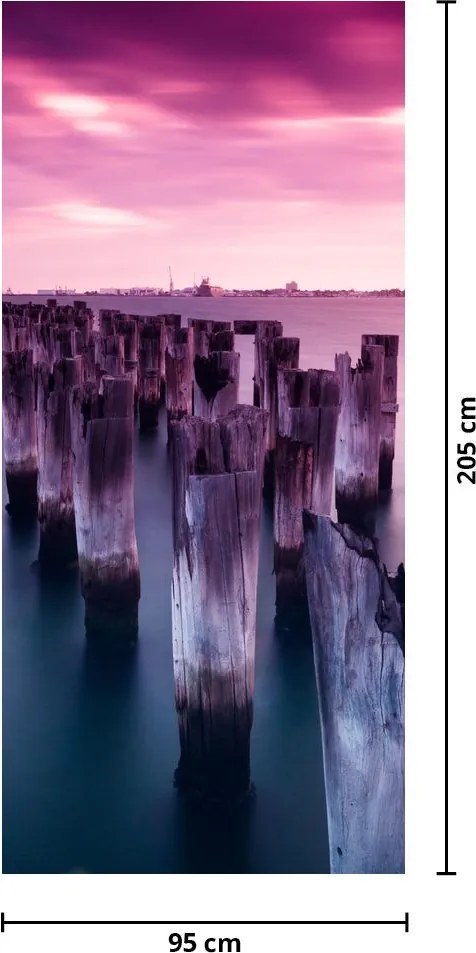 Fototapet pentru ușă - Stâlpi de lemn (95x205cm)
