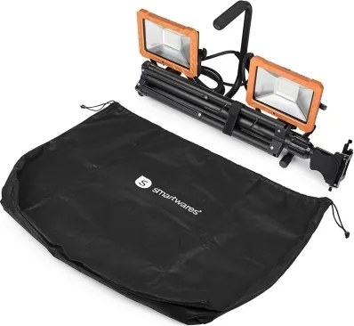 Proiector LED 2 x 30 W cu stativ, 230 V, 4000 K, IP65, portocaliu/negru