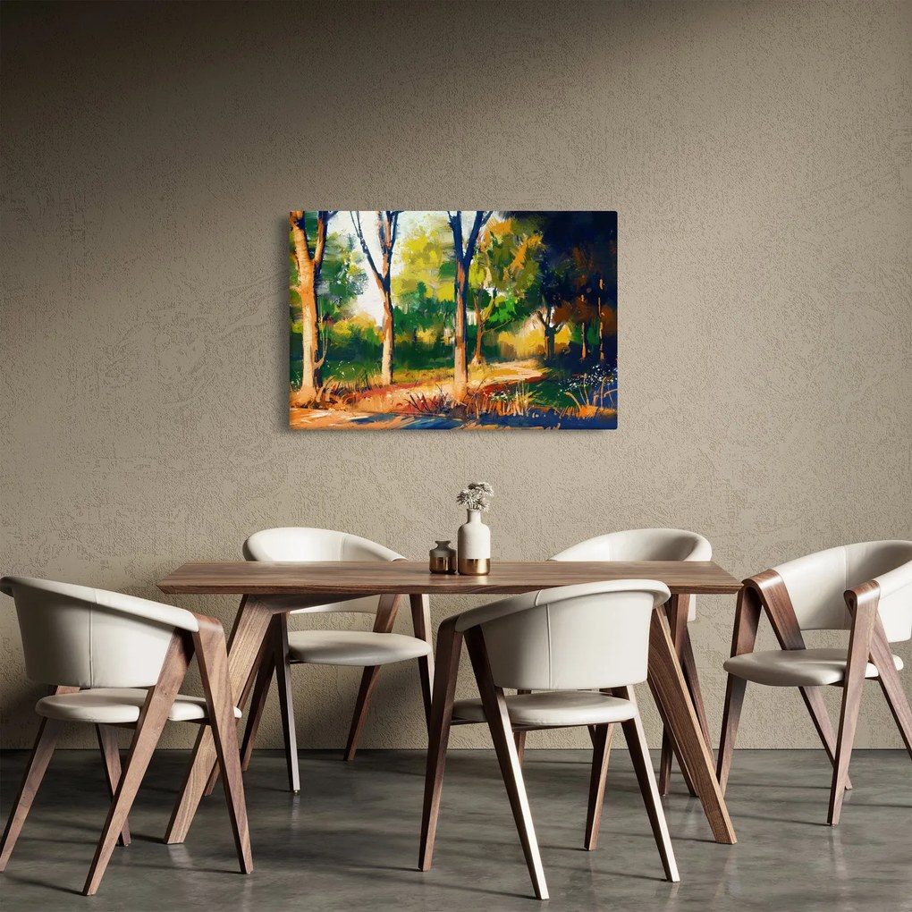 Tablou - Pădure de vară însorită, pictură (90x60 cm)