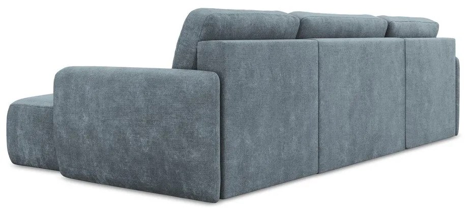 Colțar albastru prăfuit extensibil/cu spațiu de depozitare cu tapițerie din chenille (în formă de "U") Lilo – Makamii