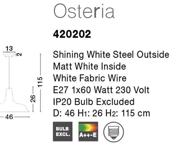 Pendul modern design industrial style Osteria alb NVL-420202