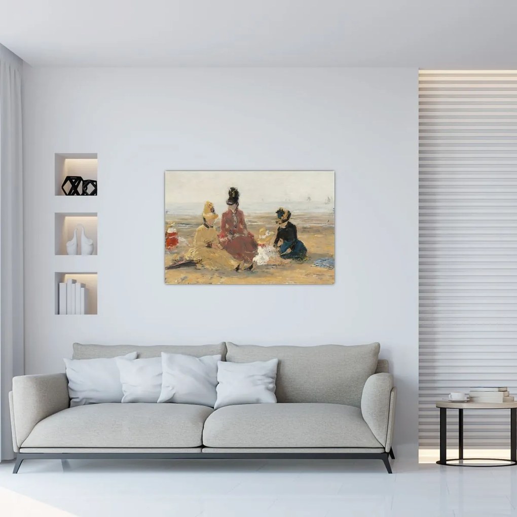 Tablou - Eugène Boudin, On the Beach, Trouville, reproducere (90x60 cm)