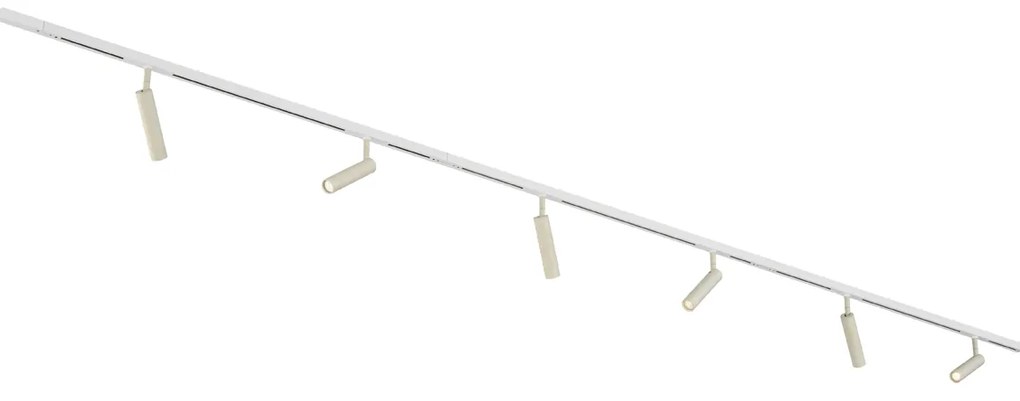 Sistem de iluminat pe șine modern cu 6 spoturi bej și alb, monofazat - Slimline Uzzy