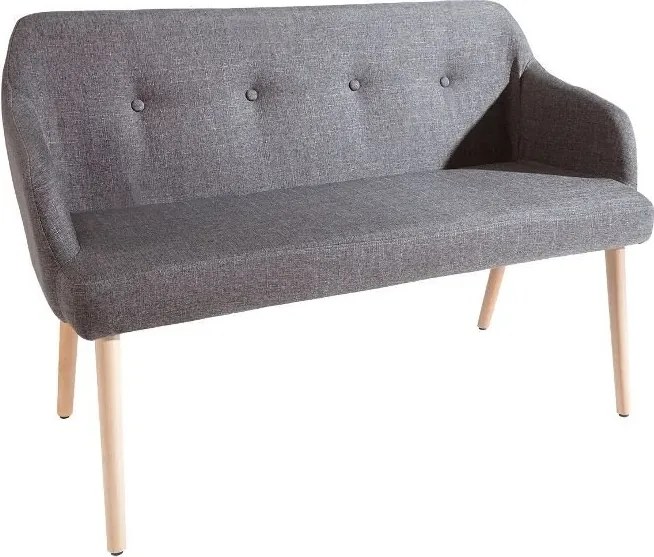 Bancheta tapitata cu brate si picioare din lemn Scandinavia, gri inchis A-37926 VC