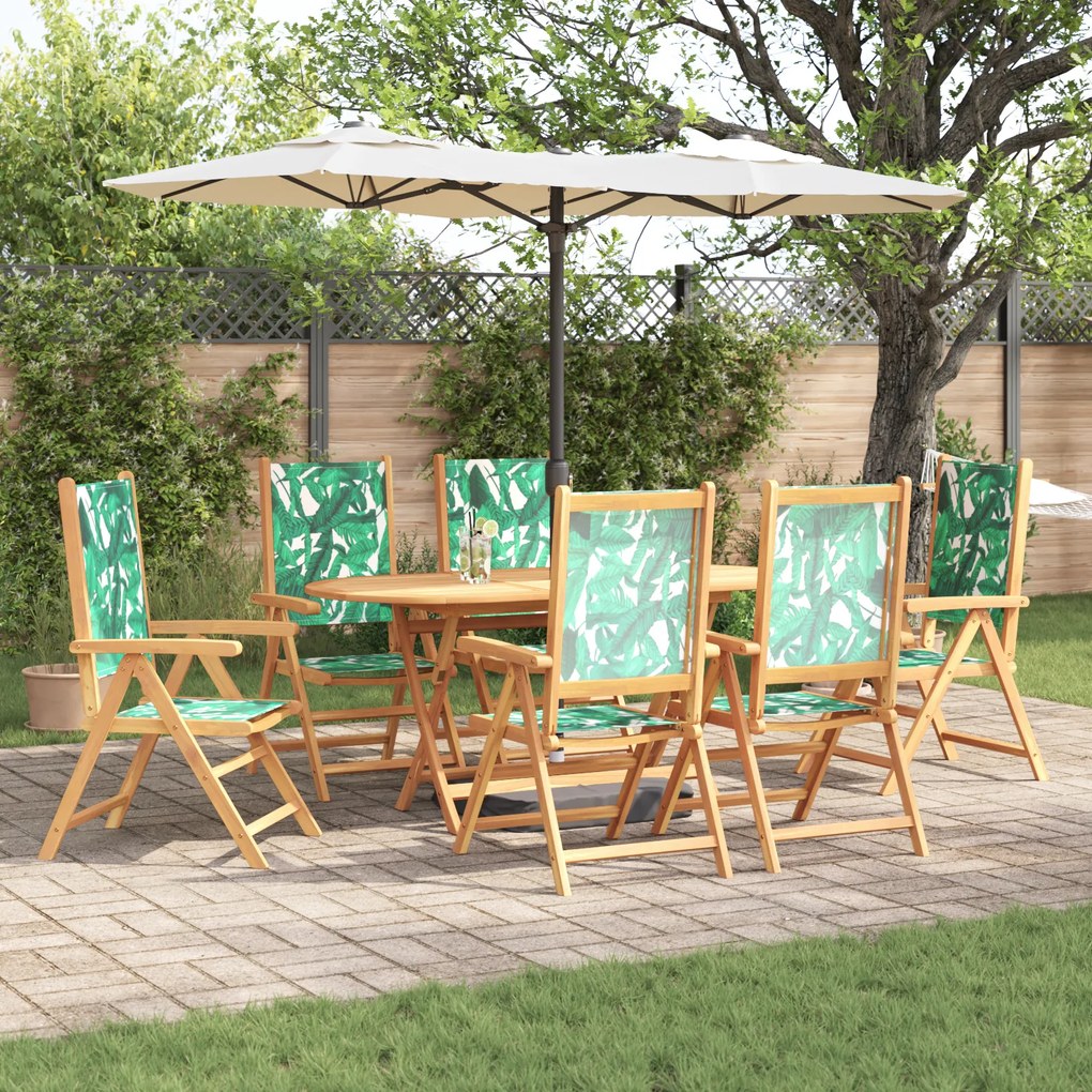 vidaXL Set de Dining pentru Grădină 7 pcs model frunze 6-Persoane