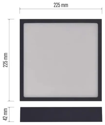 Plafonieră LED/21W/230V 3000/3500/4000K 22,5x22,5 cm neagră