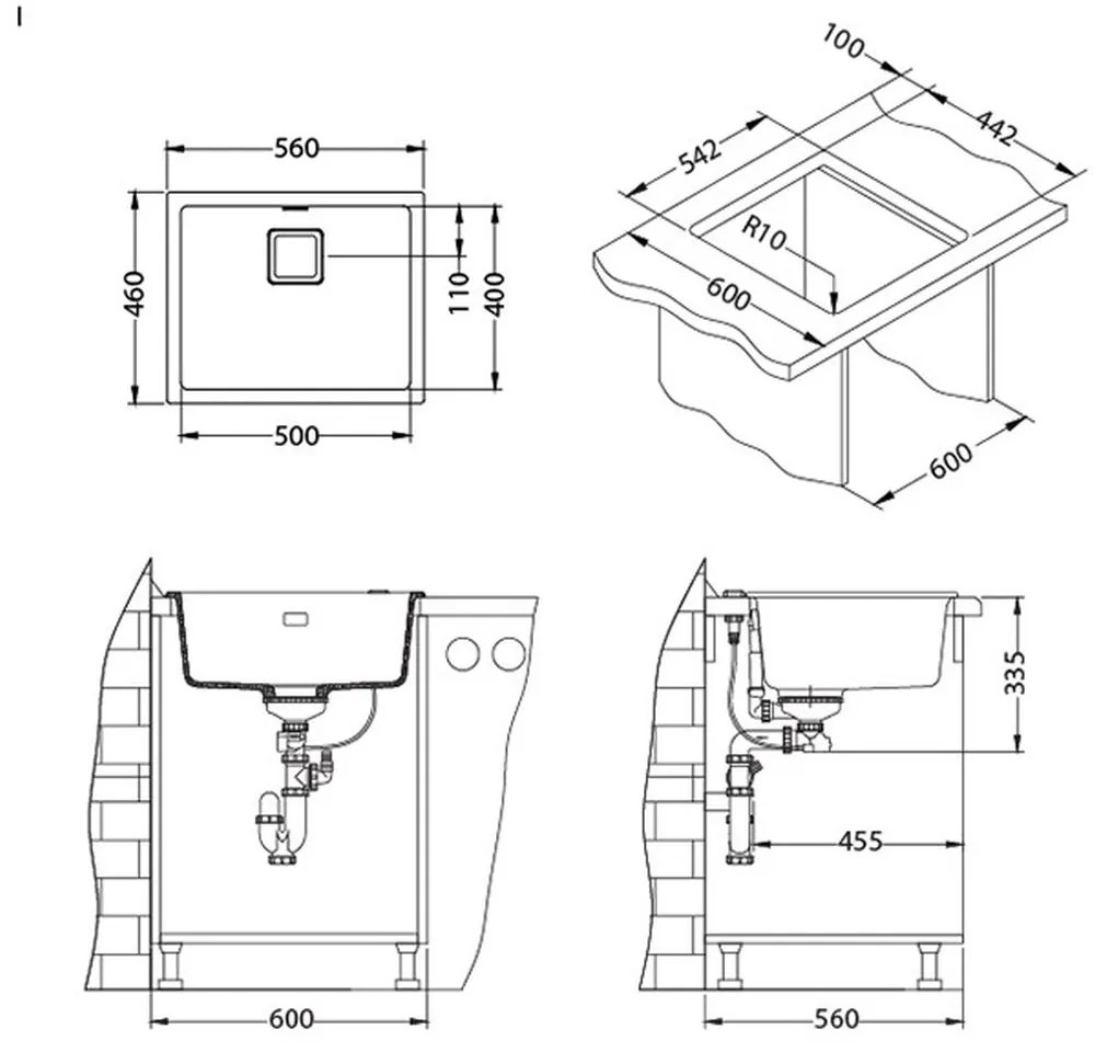 Set chiuveta bucatarie compozit Quadrix 50 alba si baterie bucatarie Laguna Monarch antracit Alb/Antracit